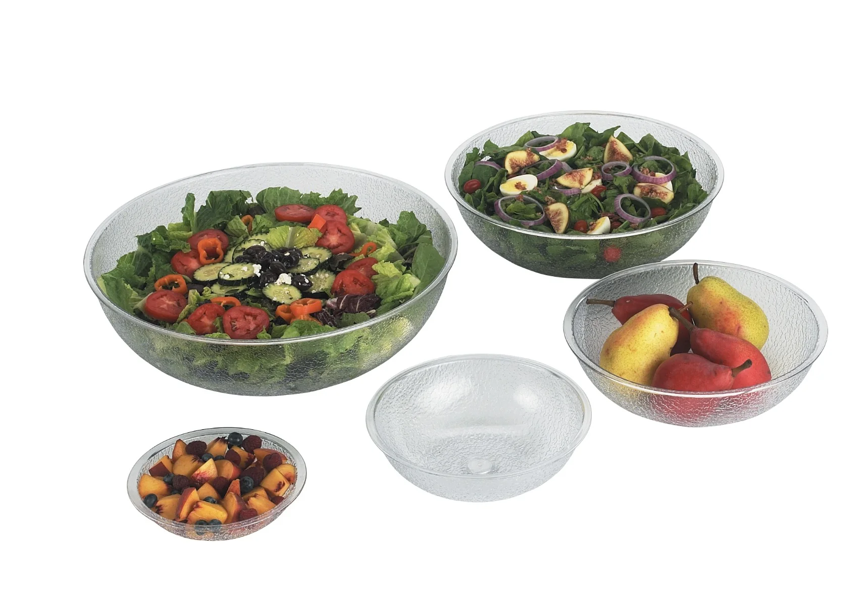 Cambro PSB15176 Camwear Polycarbonate Round Pebbled Serving/Salad Bowl 15" dia. - 11.2 qt. - Clear - Image 4