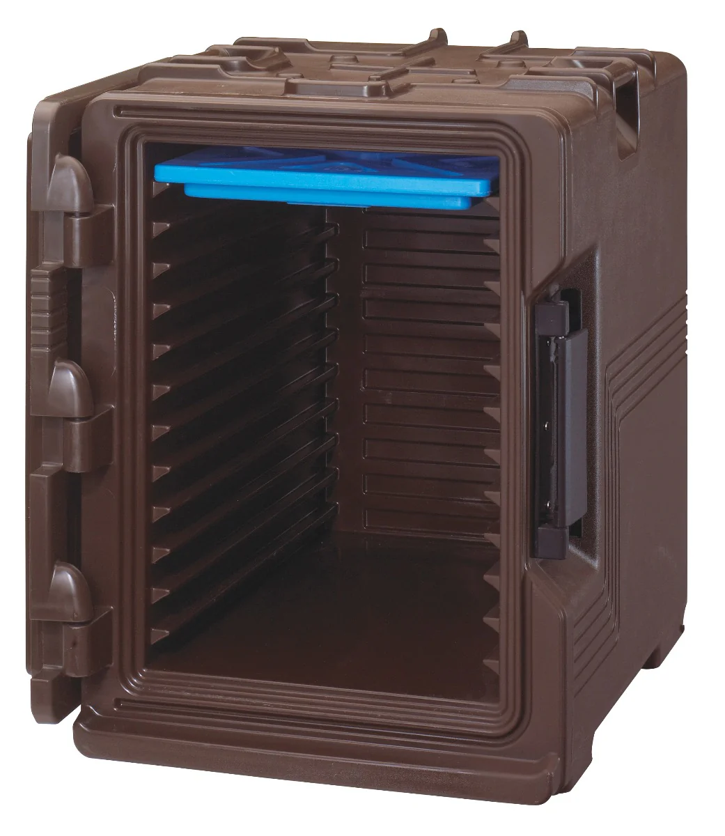 Cambro UPCS400131 Ultra Pan Carrier S-Series Front Loading Insulated Food Pan Carrier with Menu Clip 18" 60 qt. - Dark Brown - (6) Full Size 2-1/2" Deep Pan Capacity - Image 13