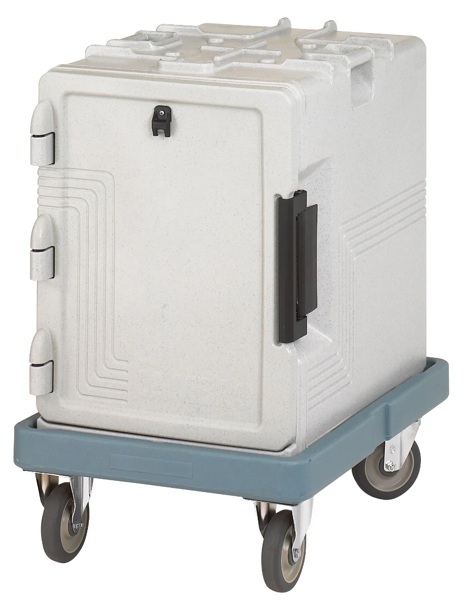 Cambro UPCS400480 Ultra Pan Carrier S-Series Front Loading Insulated Food Pan Carrier with Menu Clip 18" 60 qt. - Speckled Gray - (6) Full Size 2-1/2" Deep Pan Capacity - Image 9