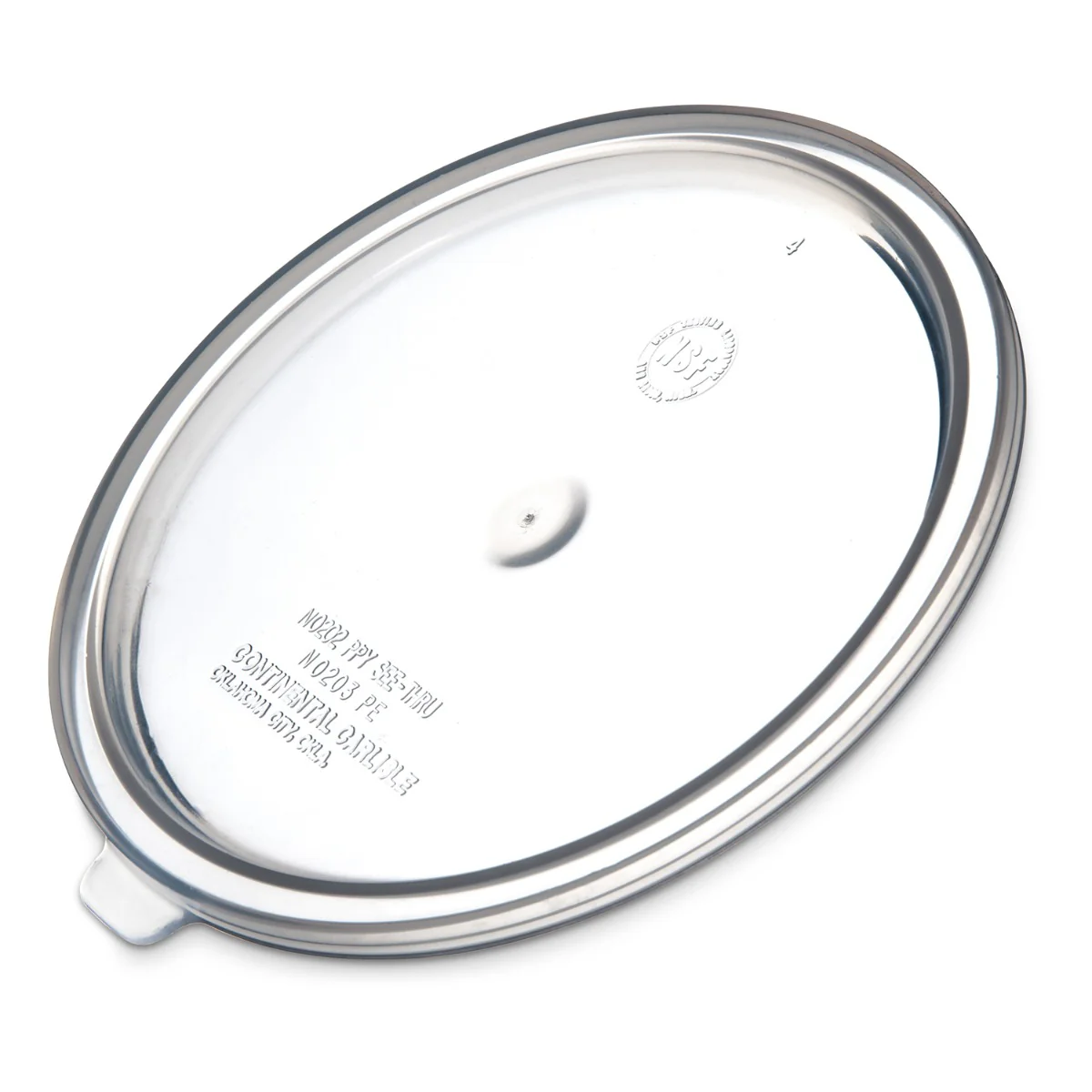 Carlisle 020230 Polypropylene Tabbed Snap-On Solid Bain Marie Food Storage Lid - for 1.5 & 2.7 qt. Round Containers - Translucent
