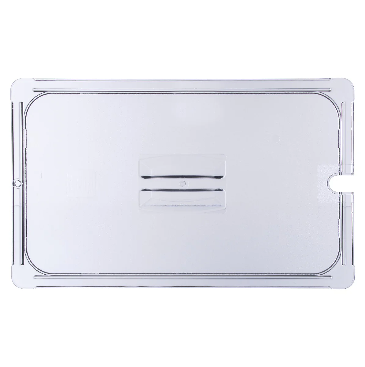 Carlisle 10211U07 StorPlus Polycarbonate Food Pan Cover with Spoon Notch - (1/1) Full Size - Clear - Image 2