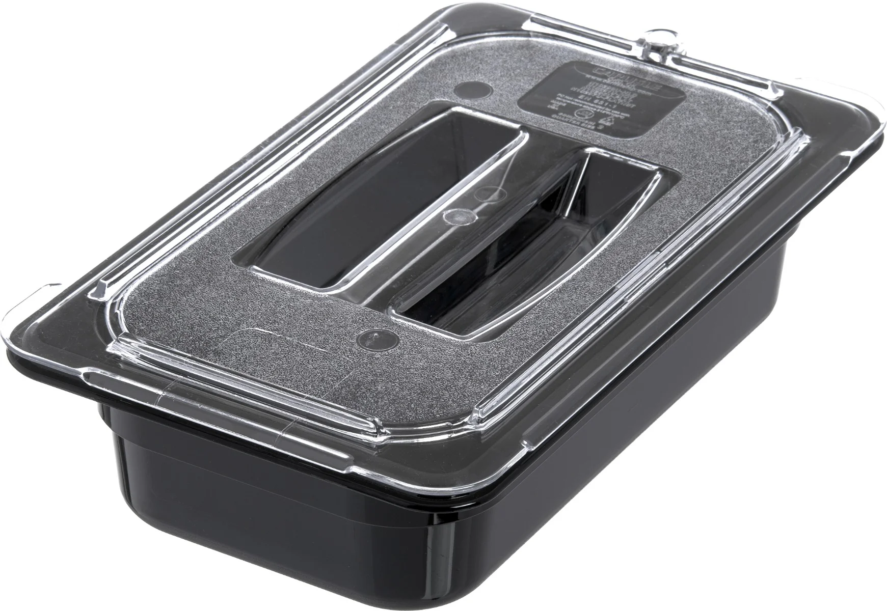 Carlisle 10290U07 StorPlus Universal Polycarbonate Food Pan Cover with Handle - 1/4 Size - Clear - Image 13