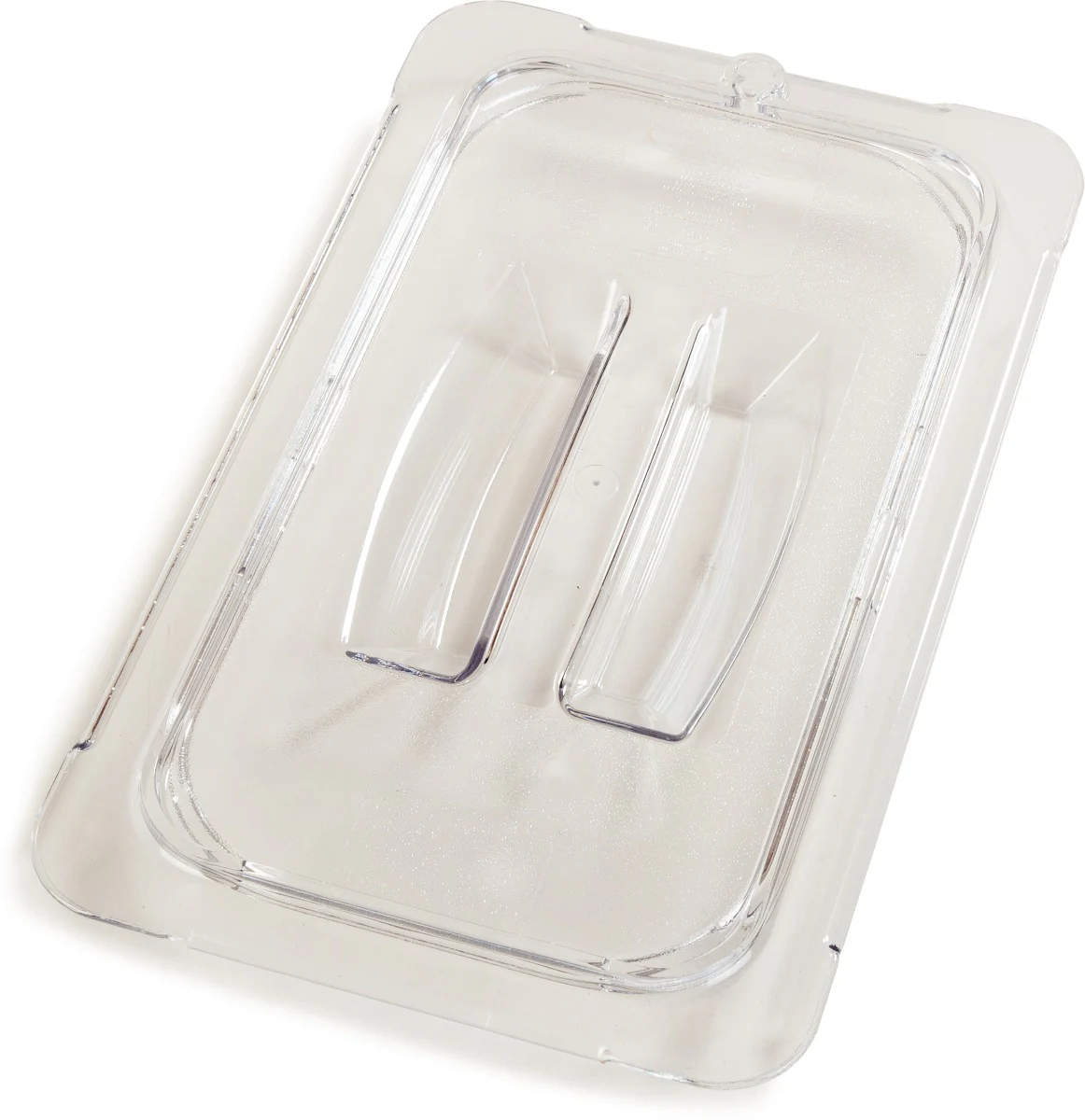Carlisle 10290U07 StorPlus Universal Polycarbonate Food Pan Cover with Handle - 1/4 Size - Clear - Image 4