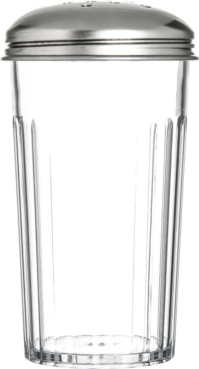 Carlisle 331907 Fluted Plastic Cheese Shaker with Stainless Steel Perforated Top 12 oz. - Clear - Image 10
