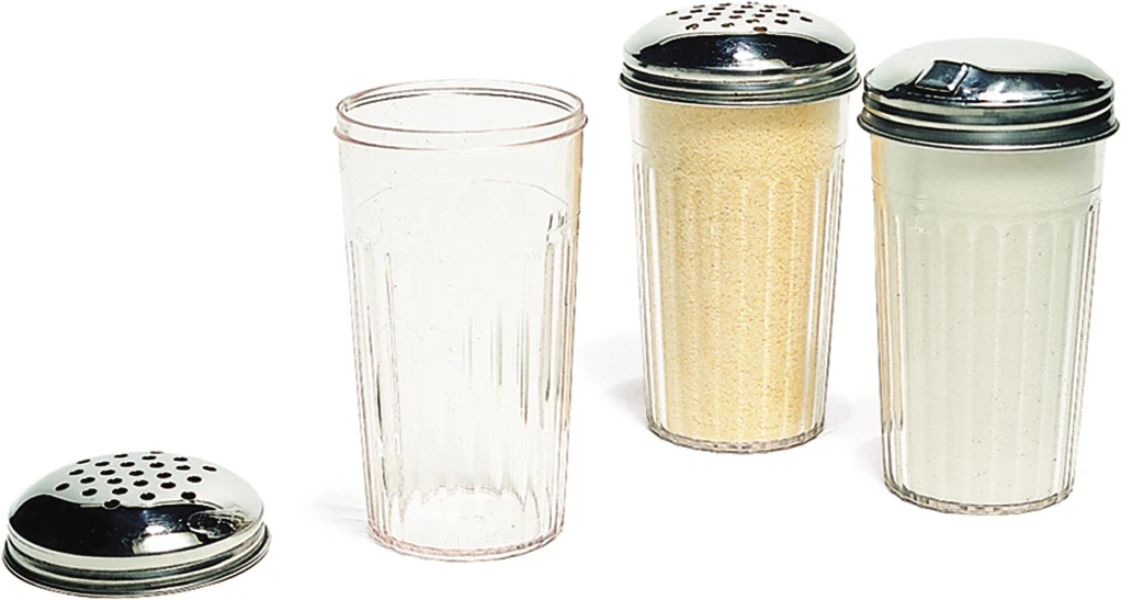 Carlisle 331907 Fluted Plastic Cheese Shaker with Stainless Steel Perforated Top 12 oz. - Clear - Image 8