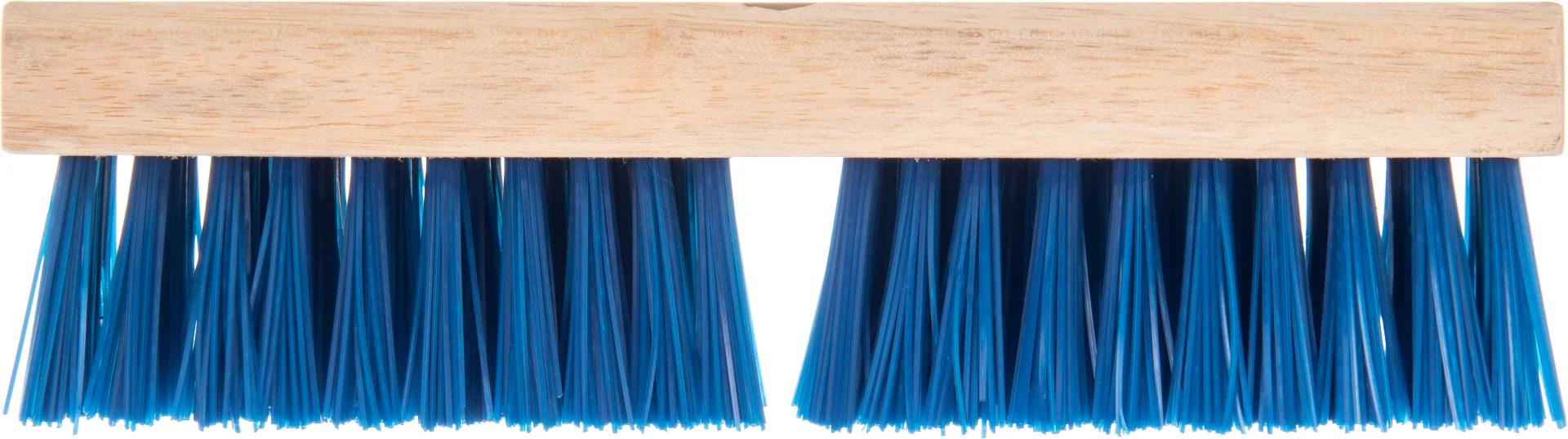 Carlisle 3617514 Flo-Pac Stiff Polypropylene Push Broom / Deck Scrub Brush Head with Wood Block 10" - Blue - Image 3