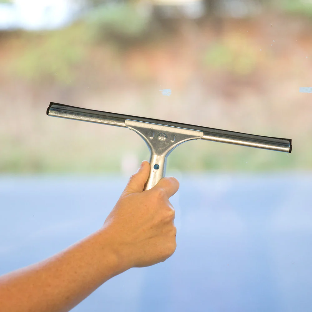 Carlisle 4007000 Flo-Pac Hand Held Window Squeegee with 12 " Black Rubber Blade and Stainless Steel Handle - Image 2