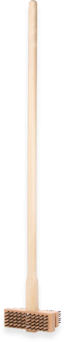Carlisle 4029400 Double Head Broiler King Grill Brush with Carbon Steel Bristles and Wood Handle 48" OAL - Image 5