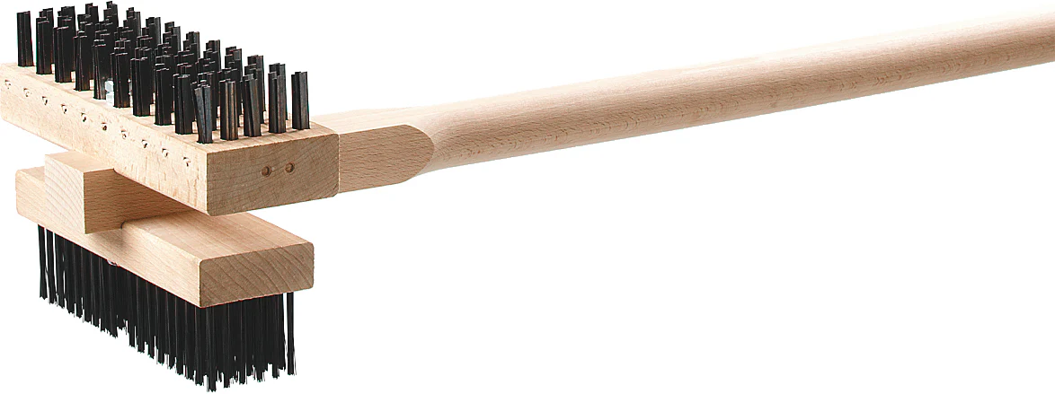 Carlisle 4029400 Double Head Broiler King Grill Brush with Carbon Steel Bristles and Wood Handle 48" OAL - Image 9