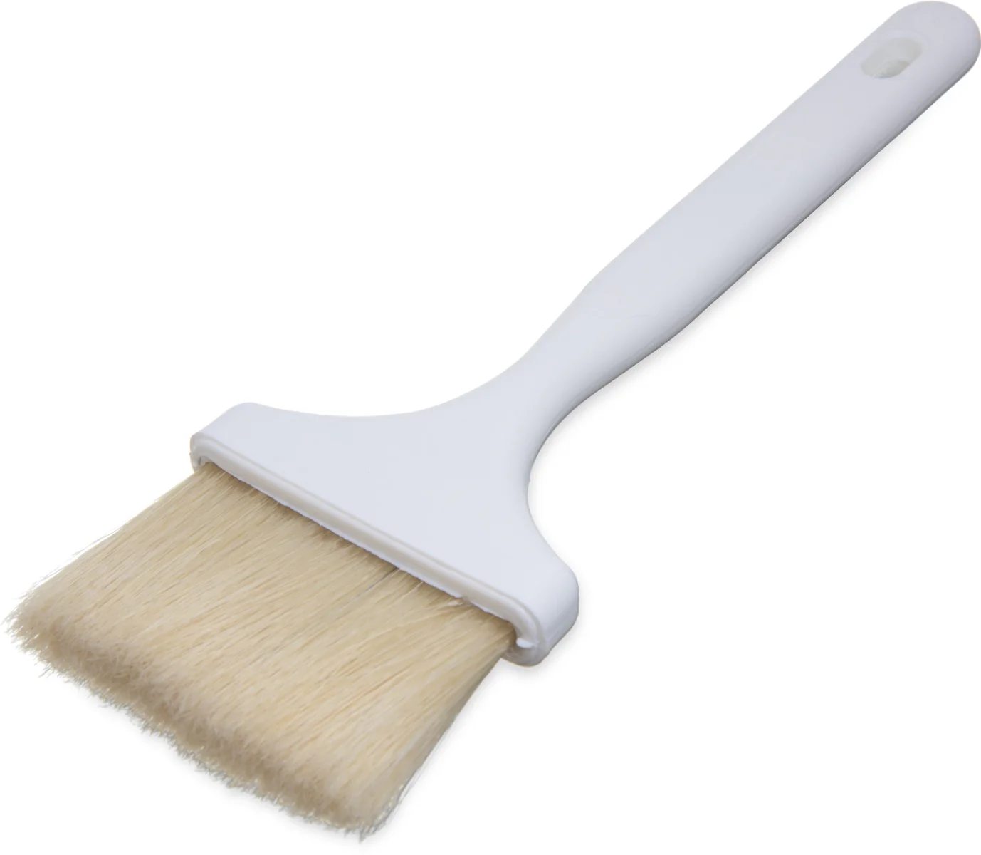 Carlisle 4037900 Sparta Meteor Flat Pastry / Basting Brush with 3"W Boar Bristles & Plastic Handle with Hook - White - Image 2