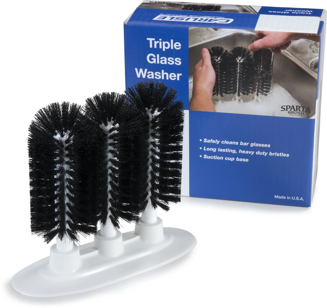 Carlisle 4046103 Sparta Manual Triple Glass Washer 8" - Black - Image 7