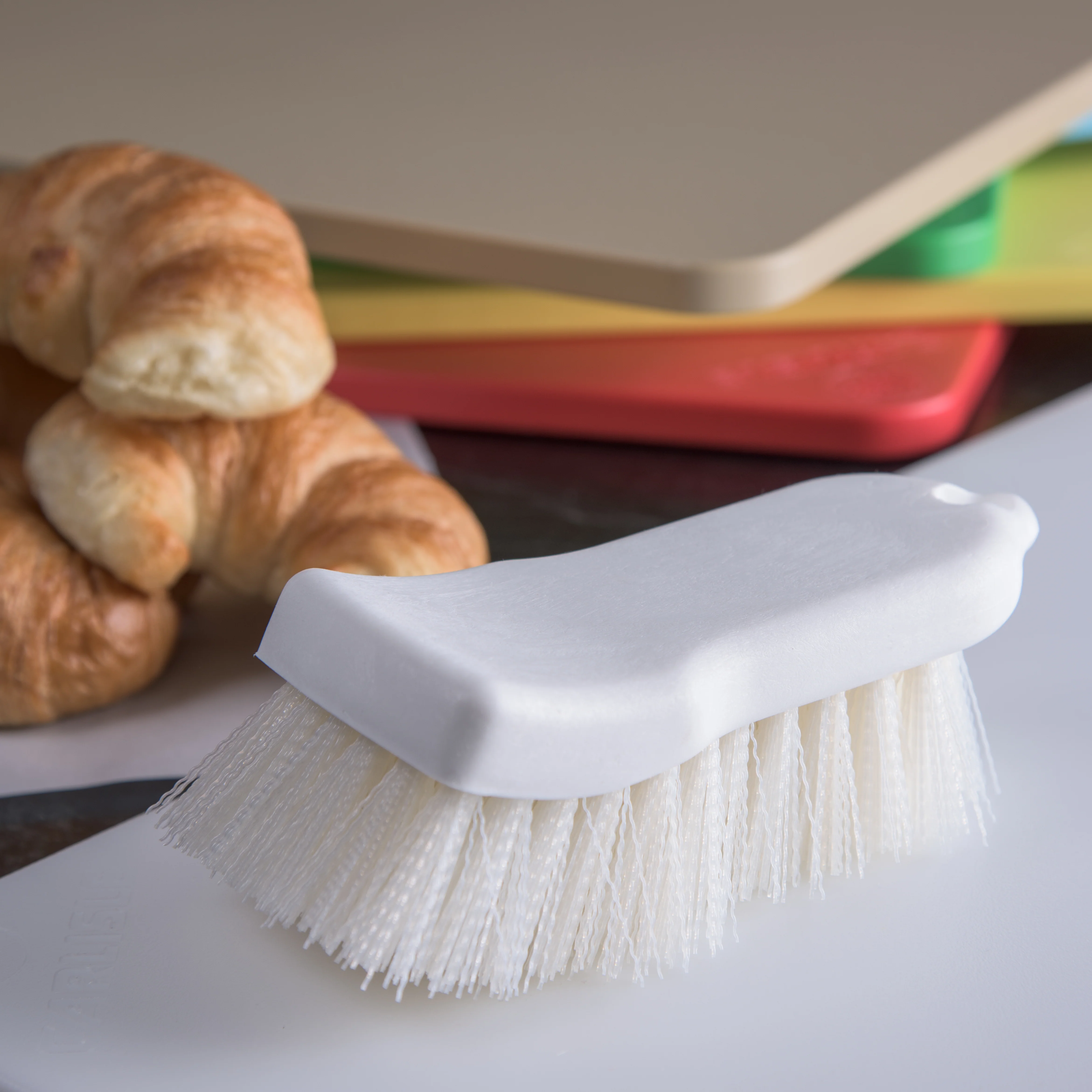 Carlisle 40521EC02 Sparta Color Coded Cutting Board / Hand Scrub Brush with Polyester Bristles and Plastic Block 6" - White - Image 5