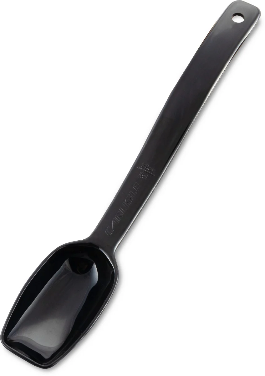 Carlisle 446003 One-Piece Plastic Solid Salad/Buffet Serving Spoon with Notched handle 9" - 1/2 oz. - Black - Image 14