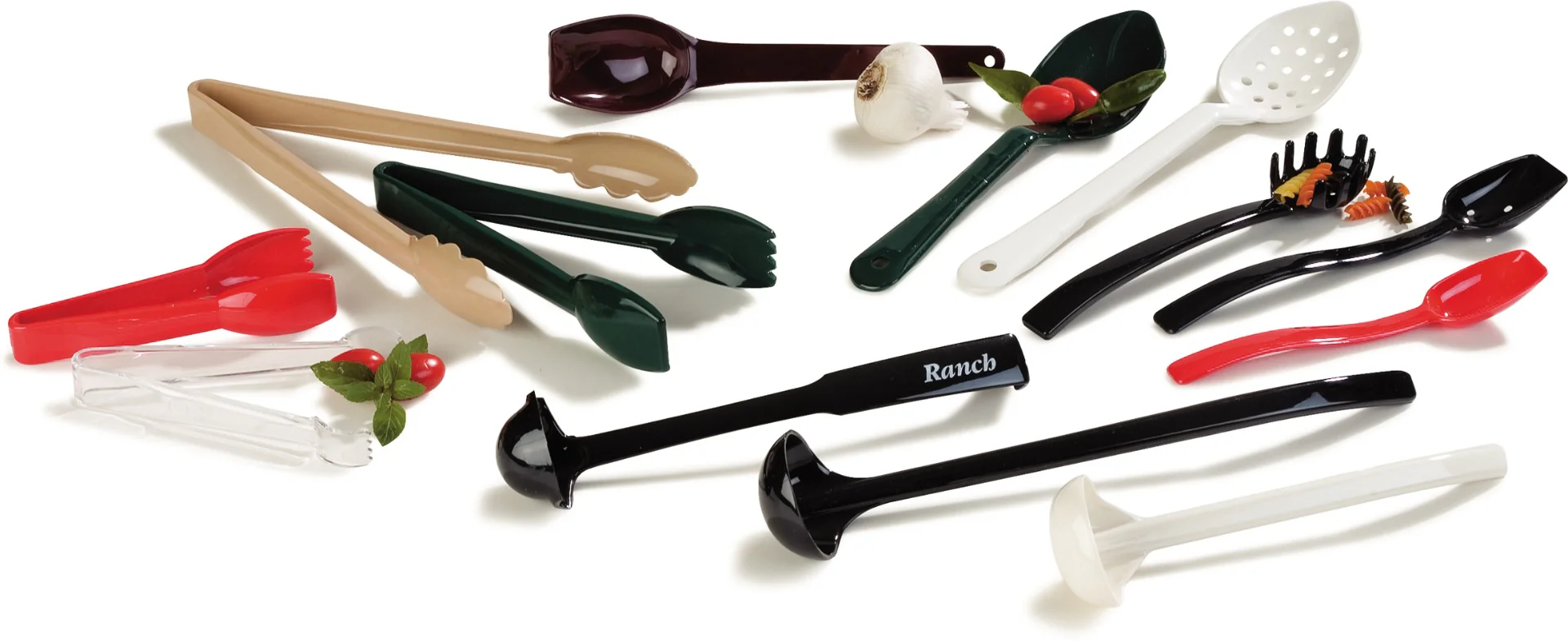 Carlisle 446003 One-Piece Plastic Solid Salad/Buffet Serving Spoon with Notched handle 9" - 1/2 oz. - Black - Image 5