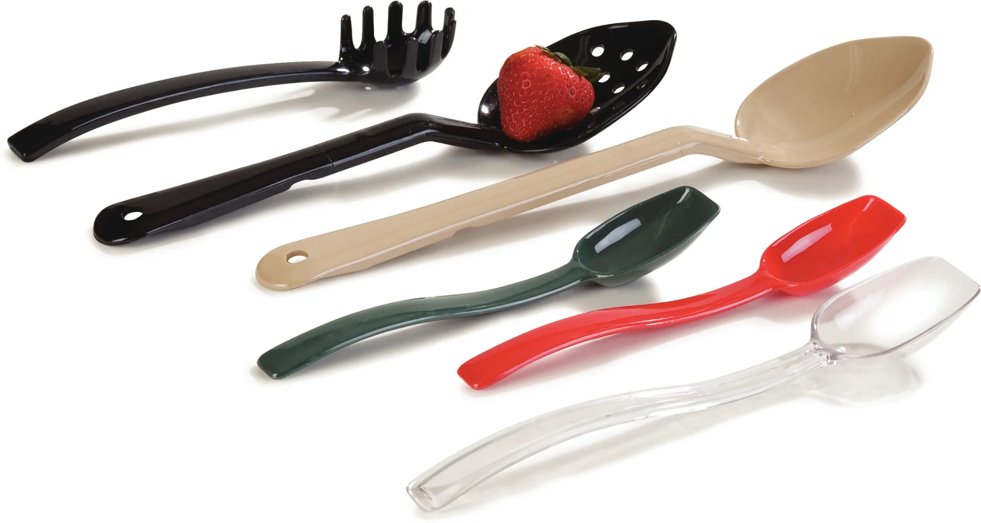 Carlisle 446003 One-Piece Plastic Solid Salad/Buffet Serving Spoon with Notched handle 9" - 1/2 oz. - Black - Image 8