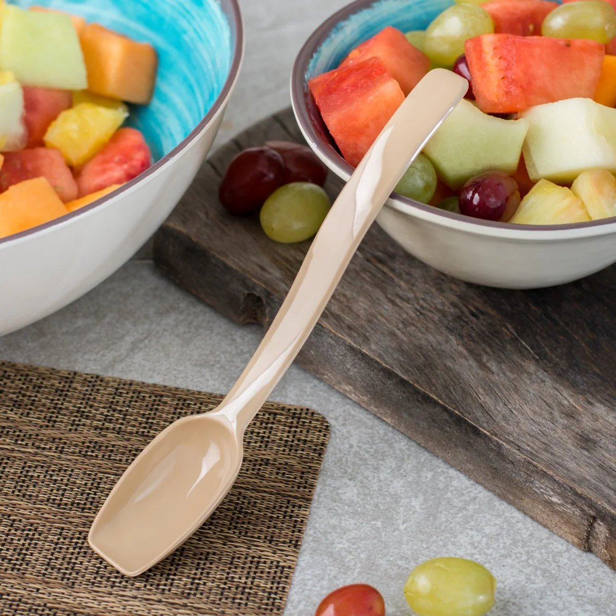 Carlisle 446006 One-Piece Plastic Solid Salad/Buffet Serving Spoon with Notched handle 9" - 1/2 oz. - Beige - Image 10