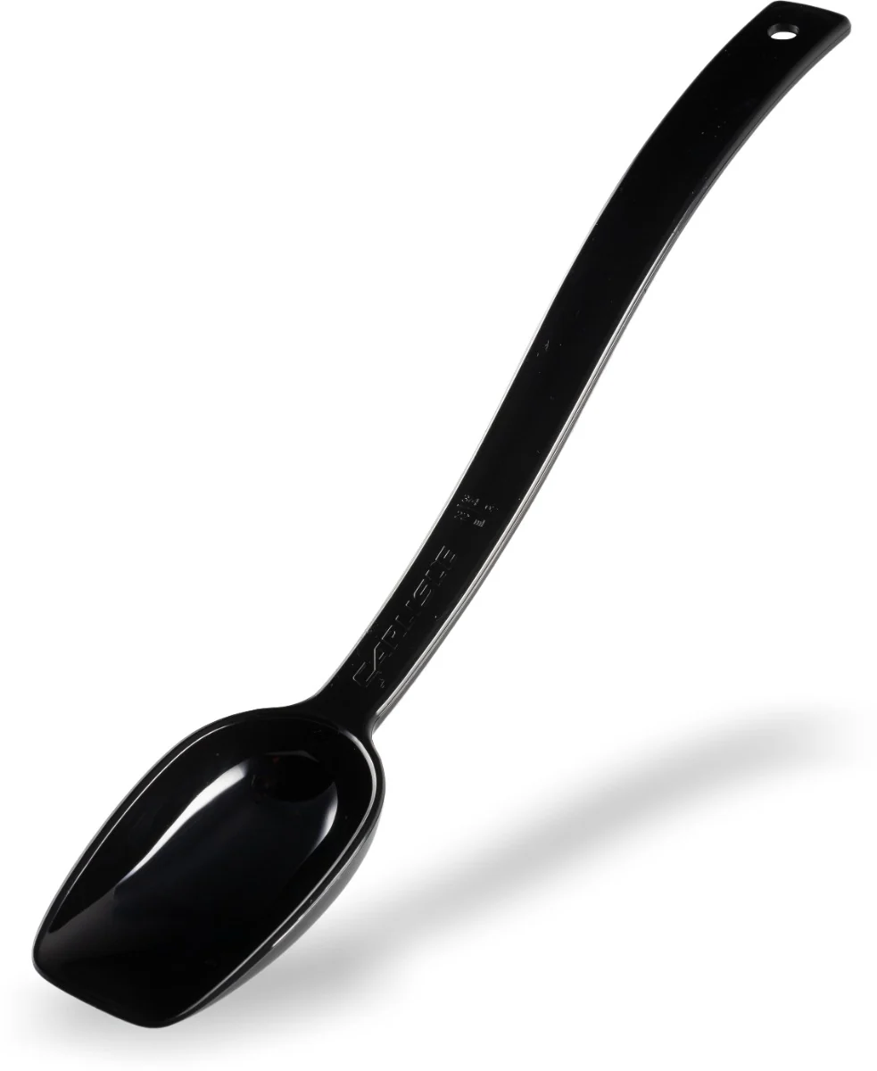 Carlisle 447003 One-Piece Plastic Solid Salad/Buffet Serving Spoon with Notched handle 10" - 3/4 oz. - Black - Image 13