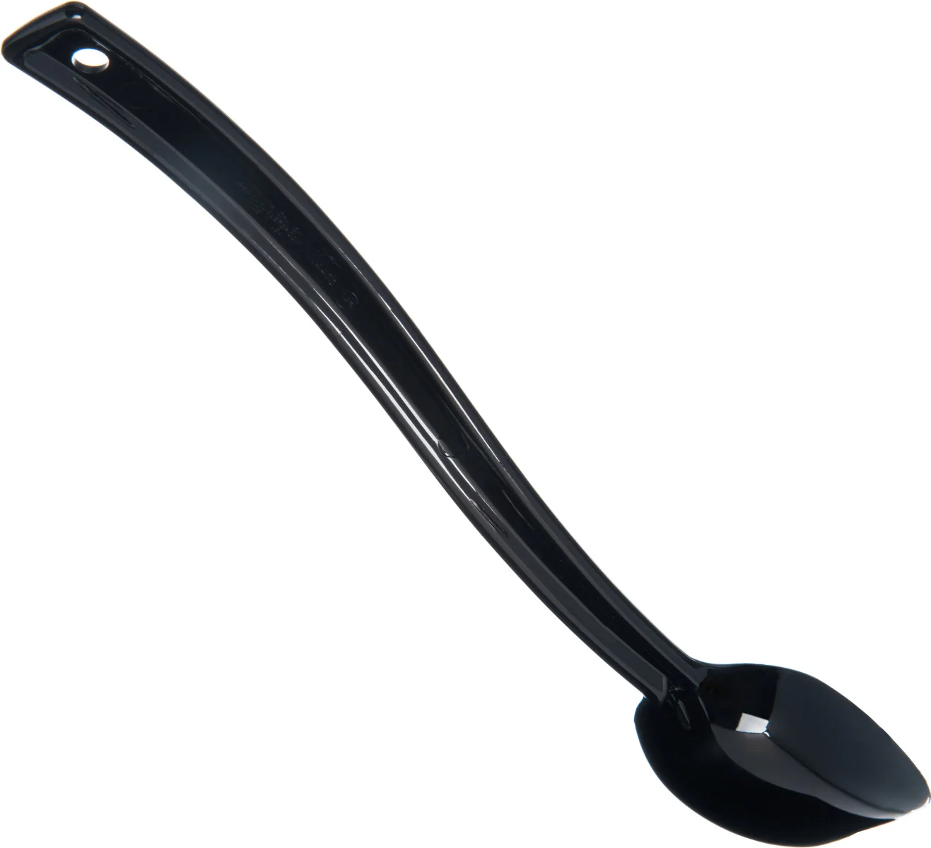 Carlisle 447003 One-Piece Plastic Solid Salad/Buffet Serving Spoon with Notched handle 10" - 3/4 oz. - Black - Image 4