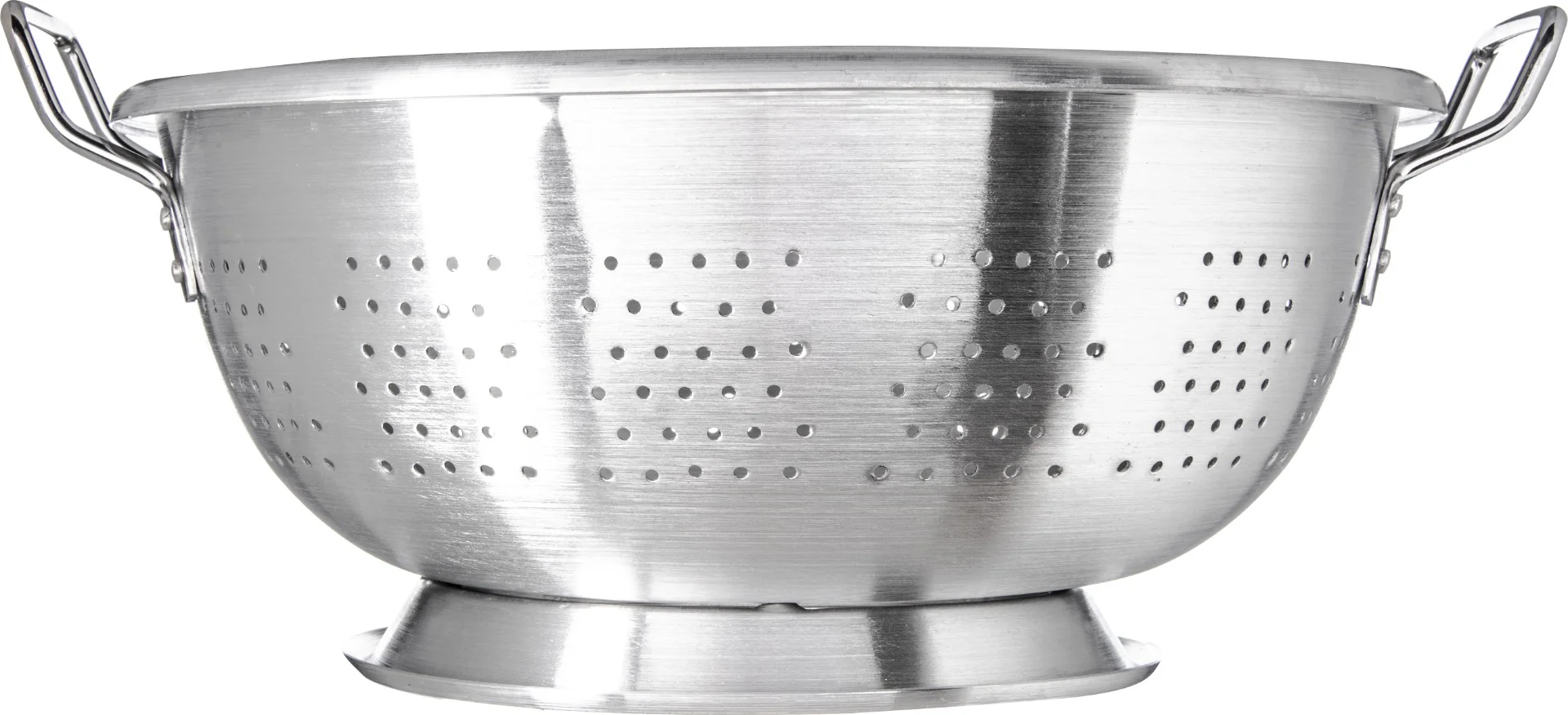 Carlisle 60280 Signature Select Dura-Ware Standard-Weight Aluminum Colander with Loop Handles and Footed Base 16 qt. - Image 4