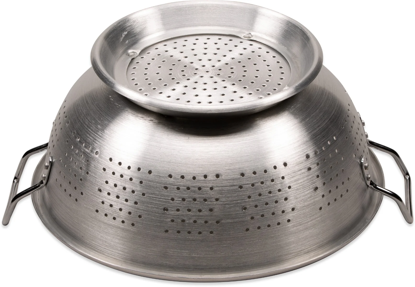 Carlisle 60280 Signature Select Dura-Ware Standard-Weight Aluminum Colander with Loop Handles and Footed Base 16 qt. - Image 9