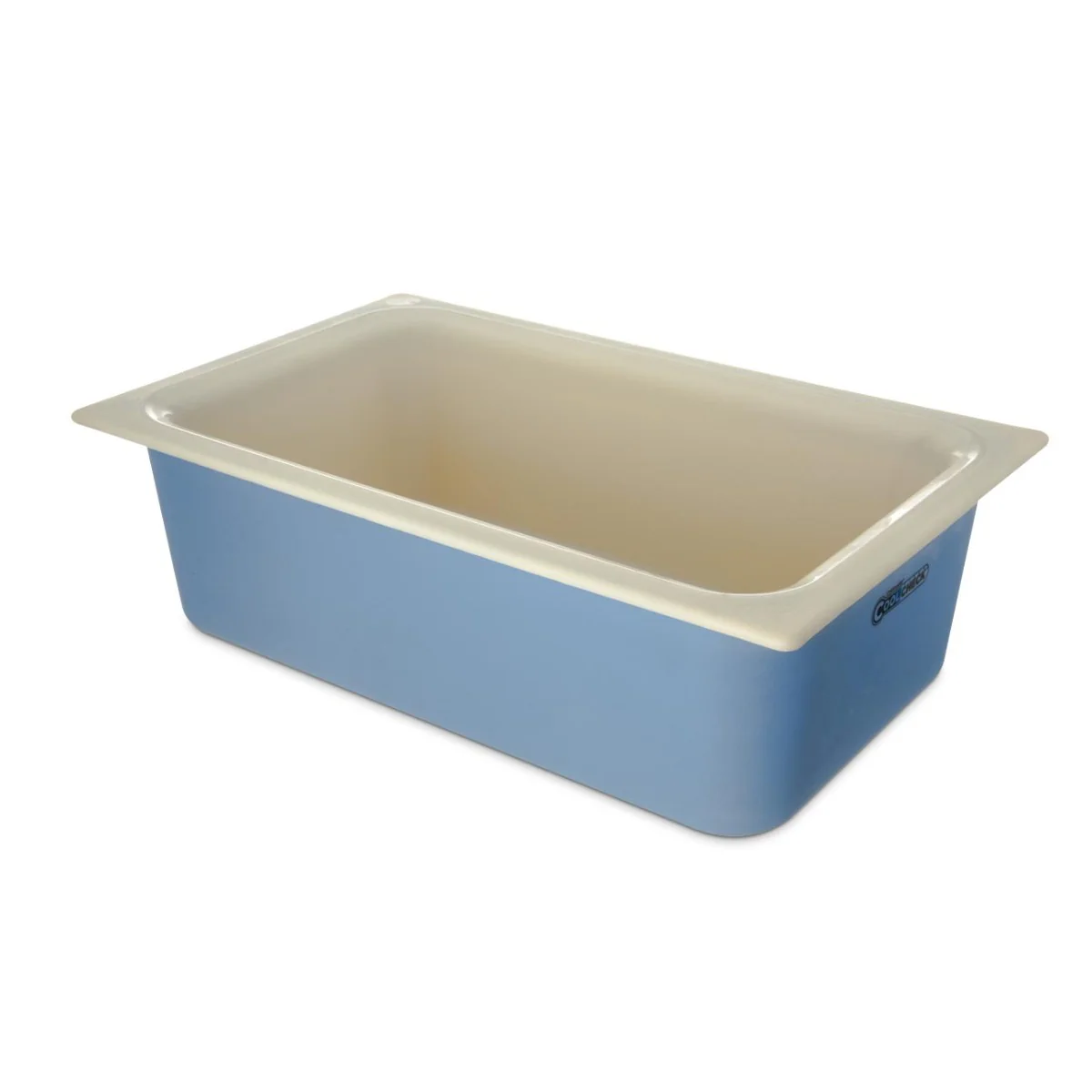Carlisle CM1100C1402 Coldmaster Coolcheck Color Changing Plastic Food Pan 6" Deep - (1/1) Full Size - White/Blue