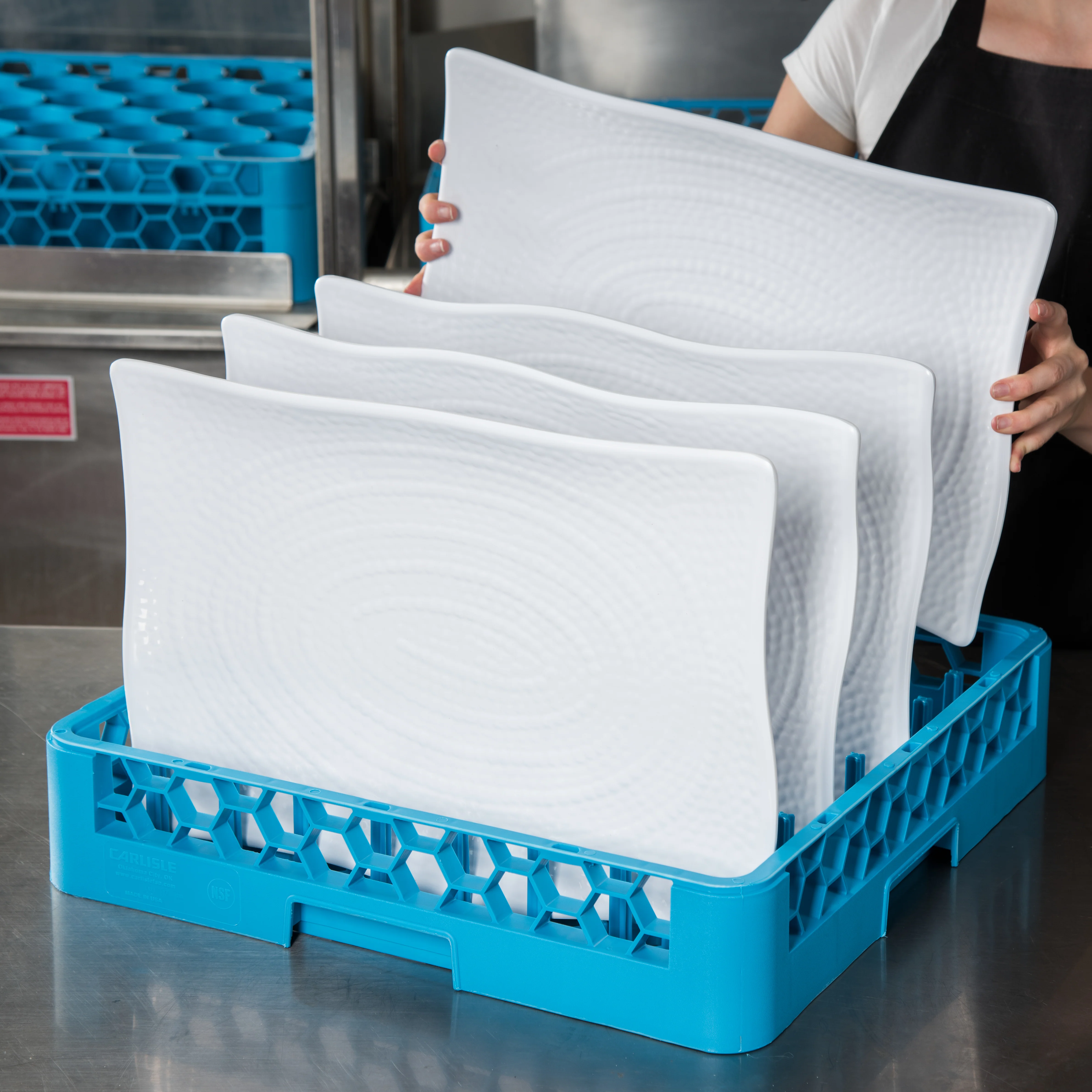 Carlisle RP14 OptiClean 1-Compartment All-Purpose Full Size Plate/Tray Peg Rack with 2-1/2" Pegs - Blue - Image 5