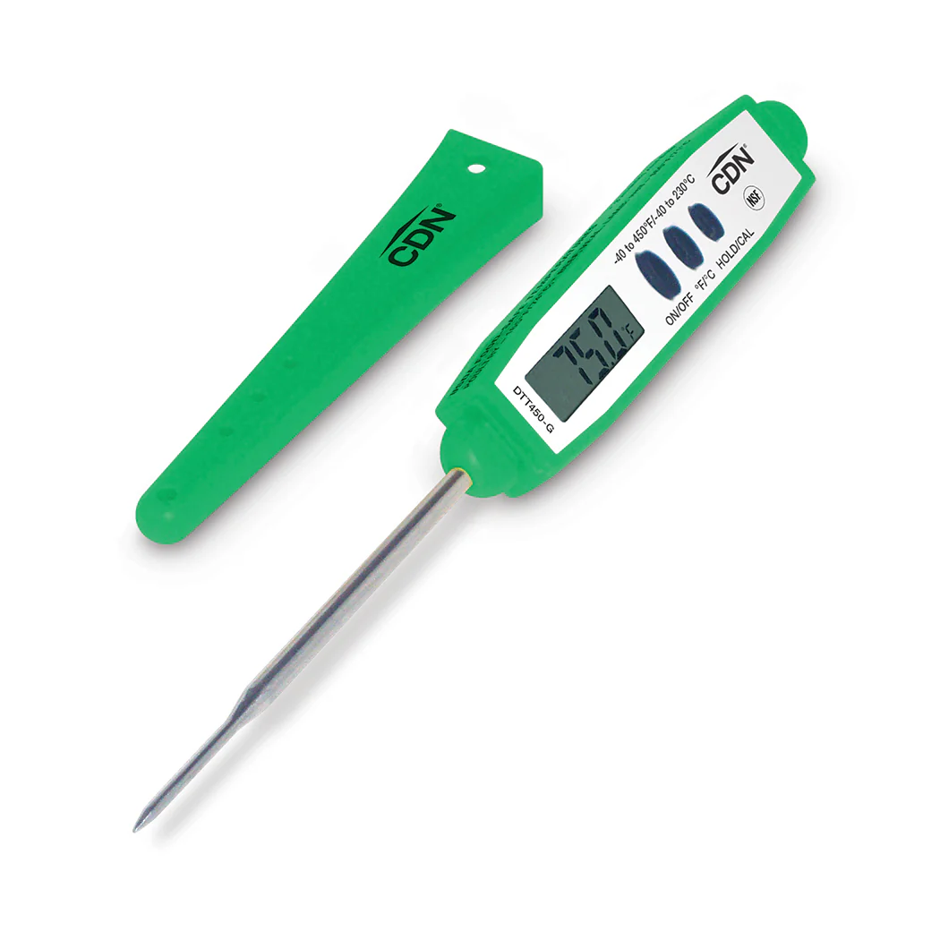 CDN DTT450-G Waterproof Thin Tip Digital Probe / Pocket Thermometer with 2-3/4" Stem - Green - -40 to 450 Degrees F