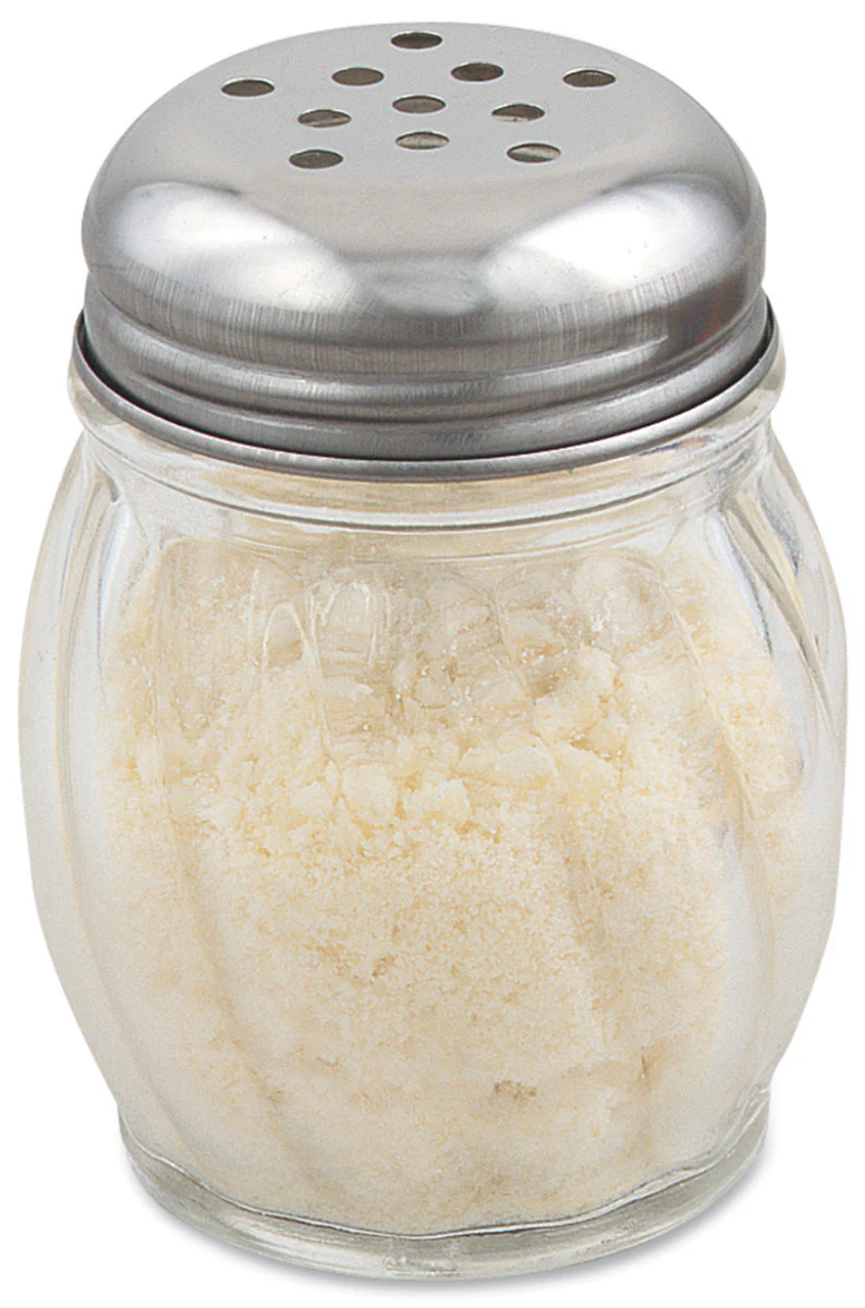 Browne 575227 Swirl Glass Cheese Shaker with SS Slotted Top 6 oz. - 4/Pack