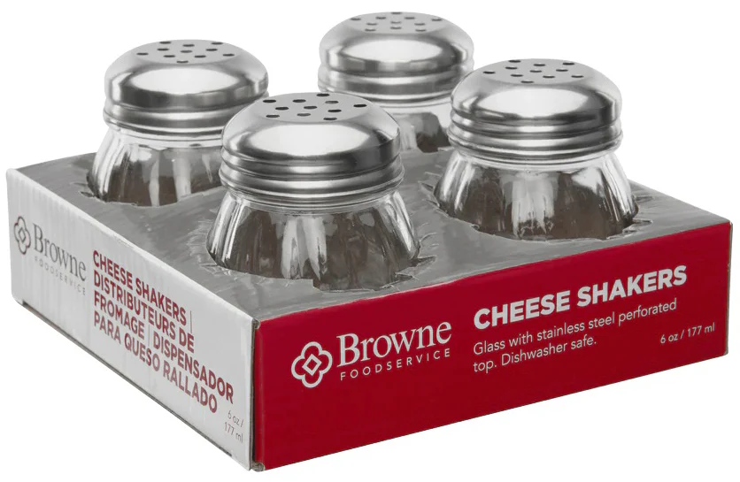 Browne 575227 Swirl Glass Cheese Shaker with SS Slotted Top 6 oz. - 4/Pack - Image 4