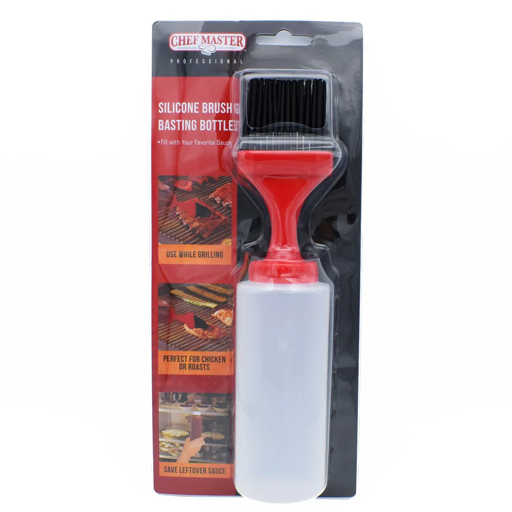 Chef Master 40030GE Professional Basting Bottle with Silicone Brush and Storage Cap 10 oz.
