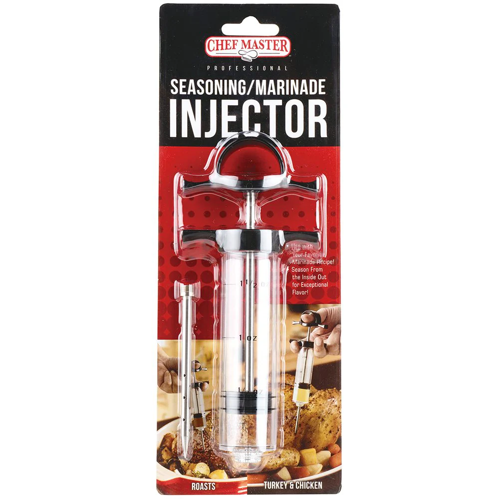 Chef Master 40100P Seasoning / Marinade Injector with Cap and Stainless Steel Needle 2 oz.
