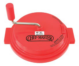 Chef Master 90005 Premium Plastic Manual Salad Dryer / Spinner with Brake 5 gal. - Red - Image 5