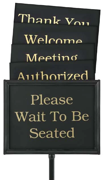 Chef Master 90033 Black Aluminum Changeable Hostess / Teller Sign with 15 Messages 60"H - Image 3