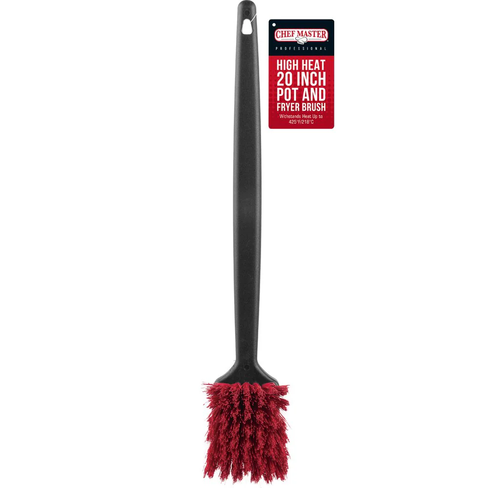 Chef Master 90049 High Heat Pot Brush with Red Nylon Bristles and Black Plastic Handle 20" - Image 6