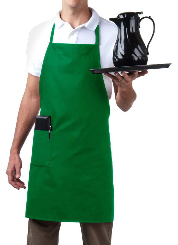 Chef Revival 601BAC-GN Full Length Bib Apron with 1 Pocket 34"L x 28"W - Kelly Green