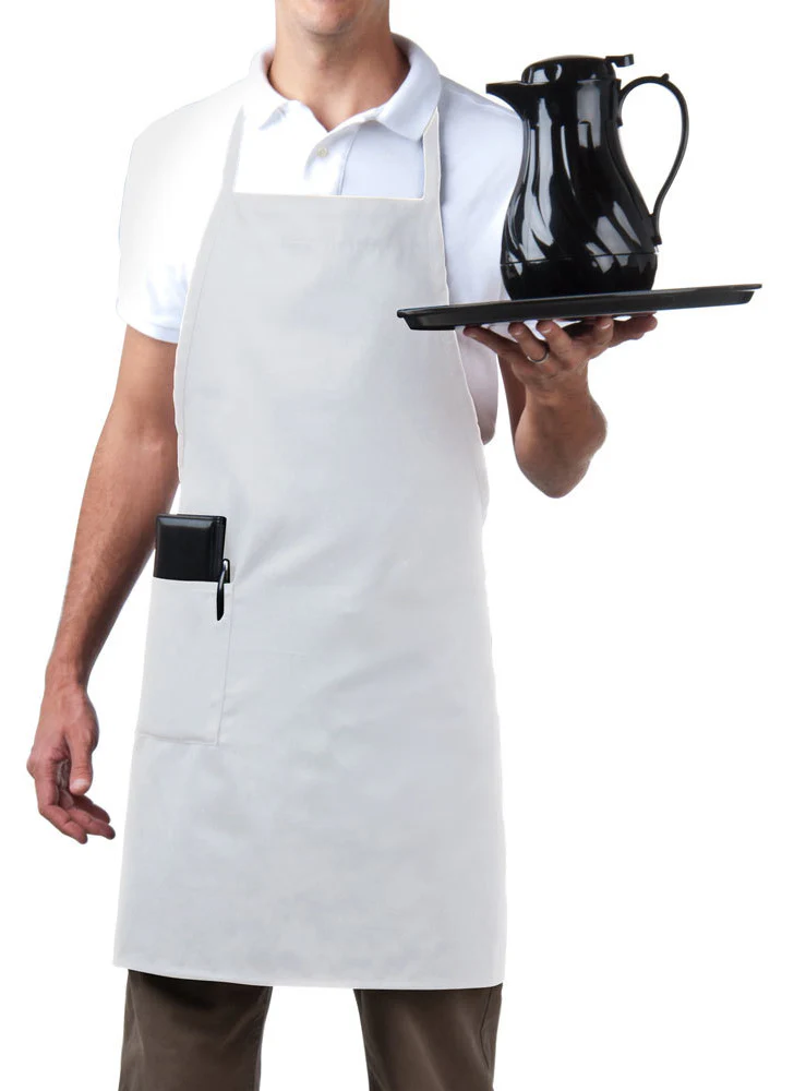Chef Revival 601BAC-WH Full Length Bib Apron with 1 Pocket 34"L x 28"W - White