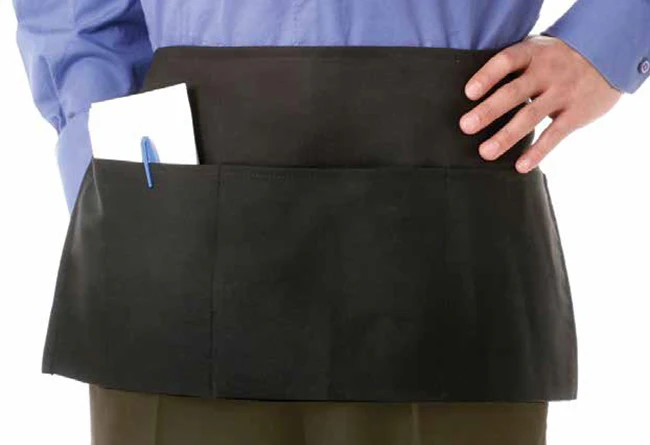 Chef Revival 605PS-BK Polyester Waist Apron with 3 Front Pockets 12" x 24" - Black