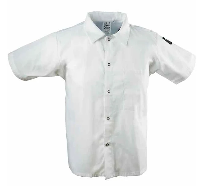 Chef Revival CS006WH-2X Unisex Poly/Cotton Short Sleeve Cook Shirt with Front Snaps and Chest Pocket - White - Size 2X-Large