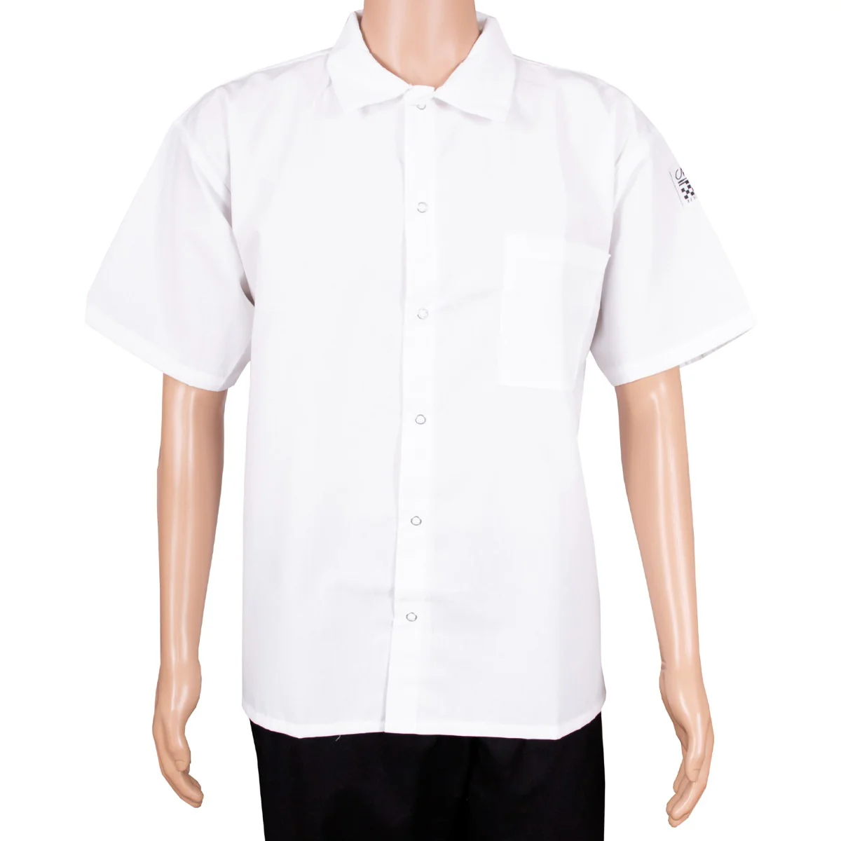 Chef Revival CS006WH-2X Unisex Poly/Cotton Short Sleeve Cook Shirt with Front Snaps and Chest Pocket - White - Size 2X-Large - Image 2