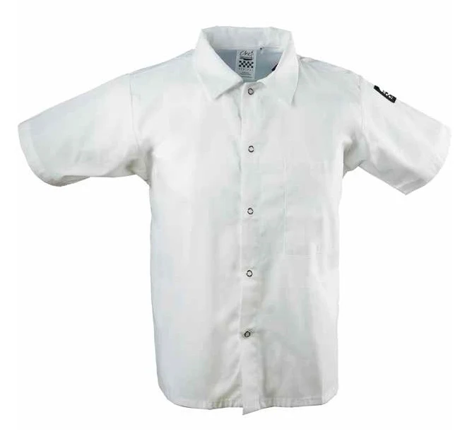 Chef Revival CS006WH-3X Unisex Poly/Cotton Short Sleeve Cook Shirt with Front Snaps and Chest Pocket - White - Size 3X-Large