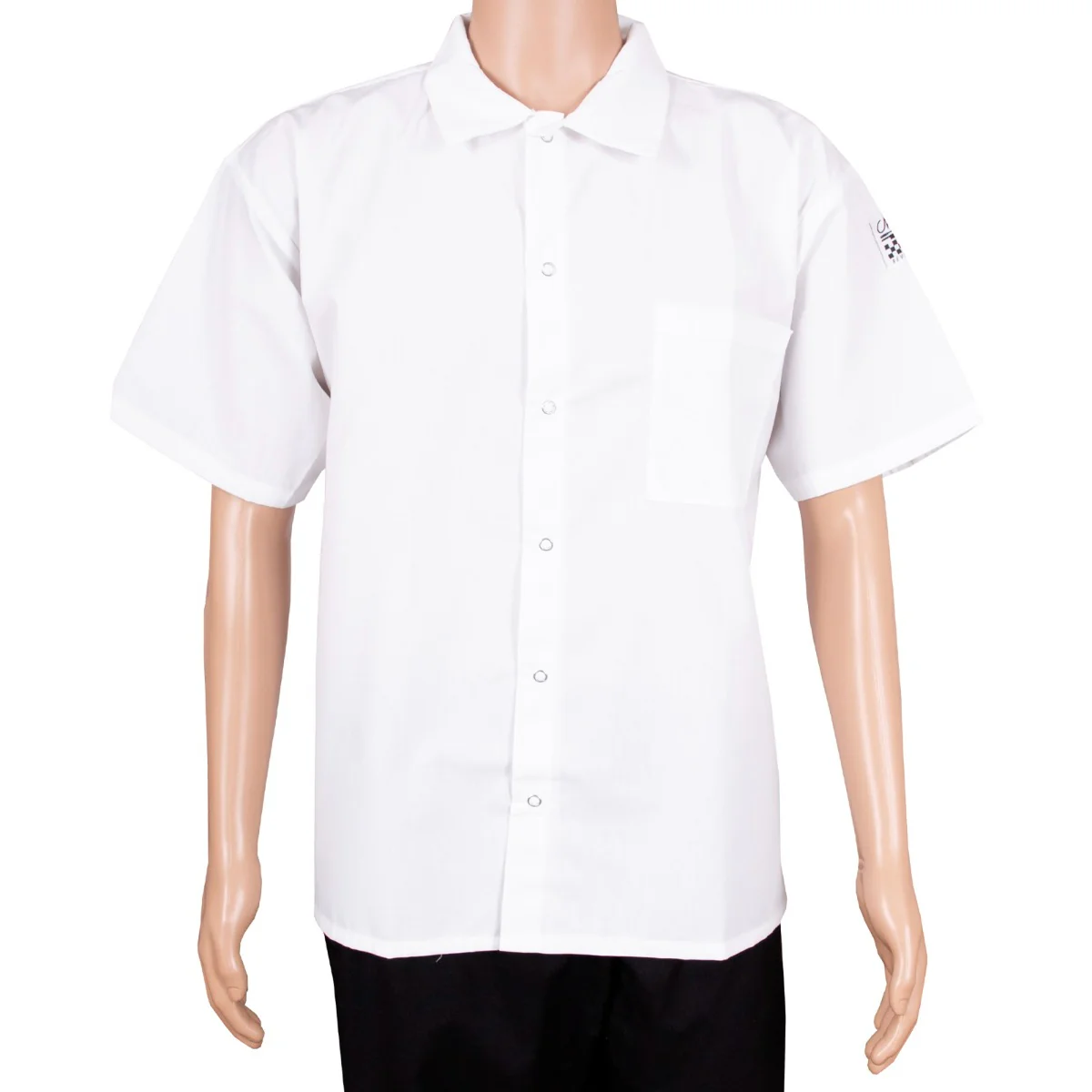 Chef Revival CS006WH-3X Unisex Poly/Cotton Short Sleeve Cook Shirt with Front Snaps and Chest Pocket - White - Size 3X-Large - Image 2