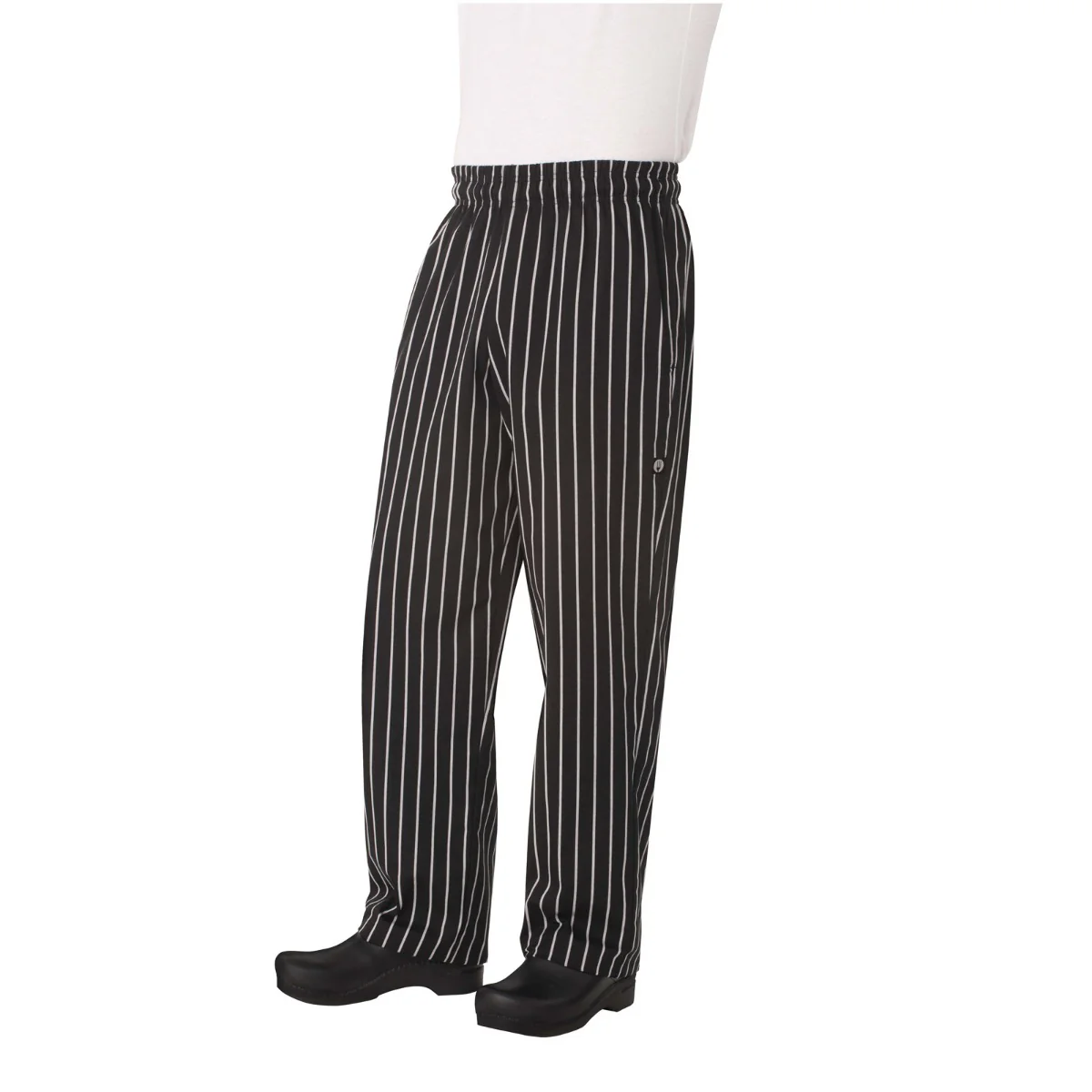 Chef Works GSBP000XL Designer Baggy Chef Pants with Elastic Waistband and Drawstring - ChalkStripe / X-Large