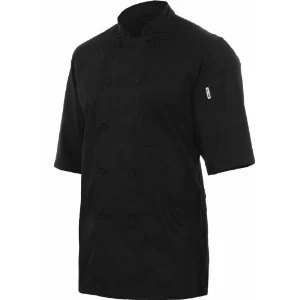 Chef Works JLCVBLK3XL Unisex Montreal Cool Vent Short Sleeve Double-Breasted Chef Coat with Cloth Covered Buttons- Black / 3X-Large - Image 2