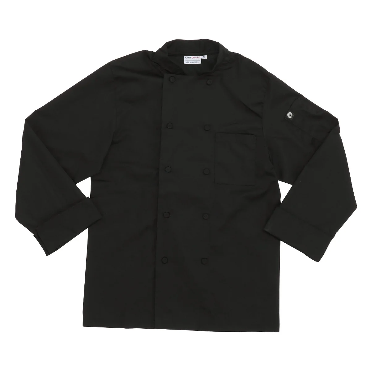 Chef Works JLLSBLK3XL Unisex Calgary Cool Vent Long Sleeve Double-Breasted Chef Coat with Cloth Covered Buttons - Black / 3X-Large - Image 10