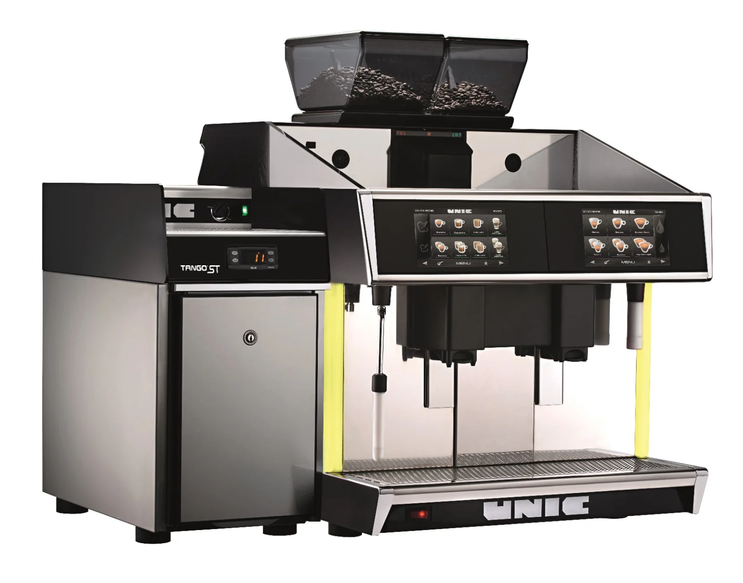 Clearance Grindmaster UNIC TDSTLC (1011-006) Tango ST Duo Milk Super Automatic Espresso Machine with (2) Hoppers 33"W x 24"D x 32"H - 208v/1ph