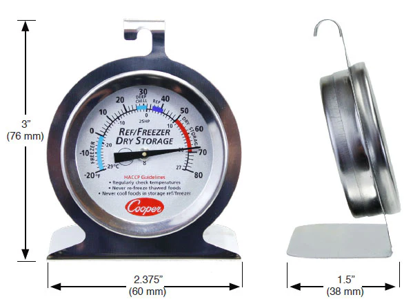 Cooper-Atkins 25HP-01-1 Refrigerator / Freezer / Dry Storage Thermometer - (-20 to 80 Deg. F) - Image 2