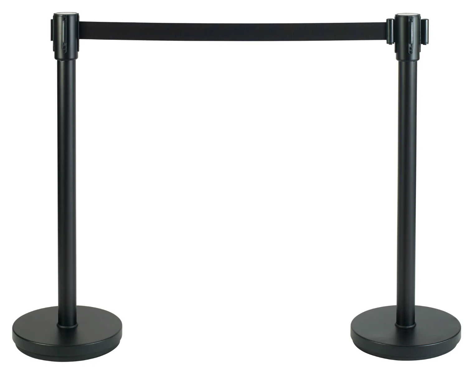 Winco CGS-38K Crowd Control Guidance System Steel Stanchion Post 35-1/2"H with 6-1/2' Retractable Belt - Black - Image 4
