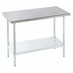 Culitek 16WT-248-E Economy 16-Gauge Stainless Steel Work Table with Adjustable Galvanized Undershelf and Legs 96" x 24" - Image 2