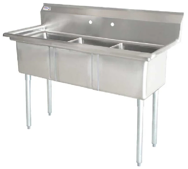 Culitek C3T101410 36" Stainless Steel 3-Compartment Sink ā No Drainboard