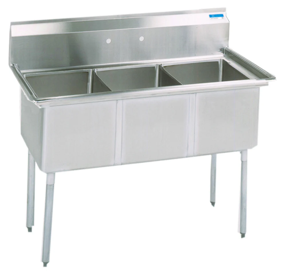 Culitek C3T242414 77" Stainless Steel 3-Compartment Sink ā No Drainboard